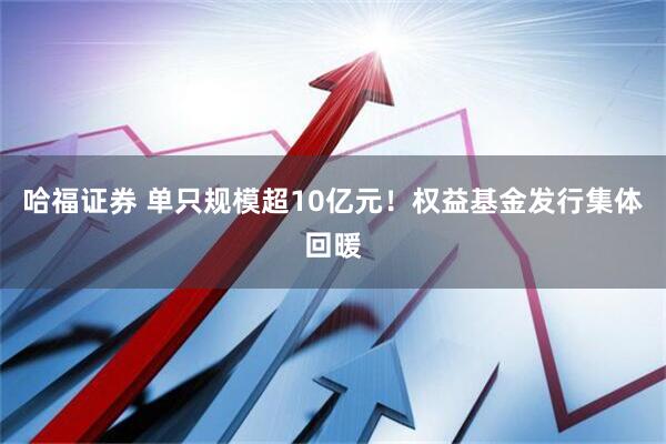 哈福证券 单只规模超10亿元！权益基金发行集体回暖
